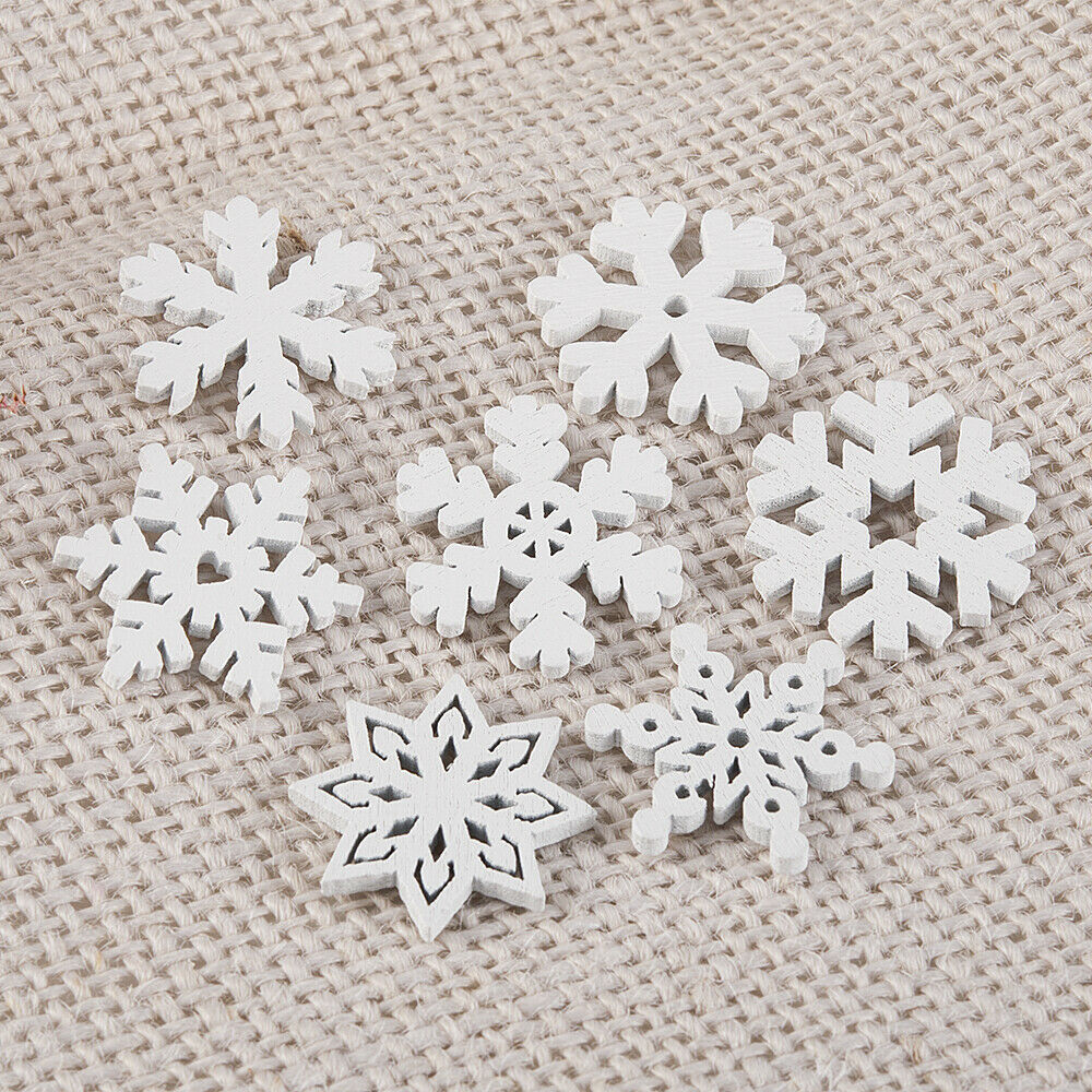 20pcs MINI Wood Snowflakes Hanging Pendant Christmas Tree Ornaments Decoration