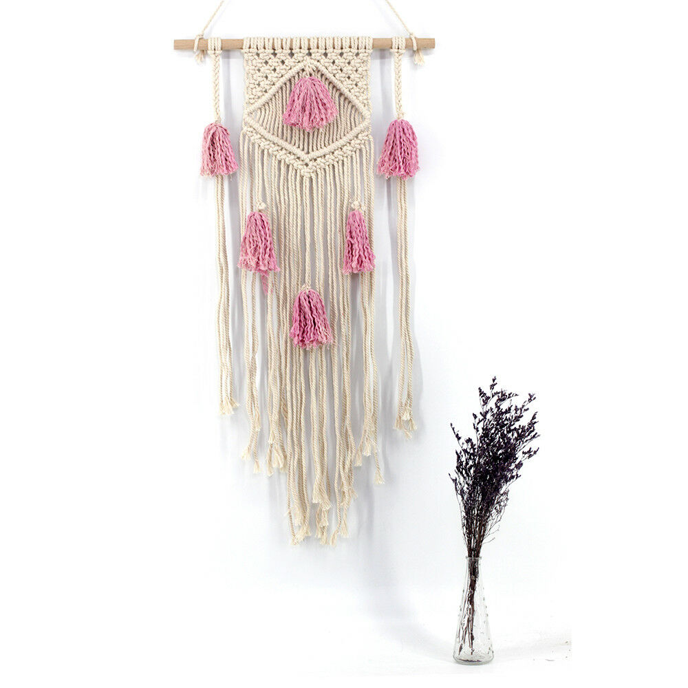 Pink Handmade Macrame Wall Hanging- Woven Wall Art- Macrame Tapestry-Boho Wall D