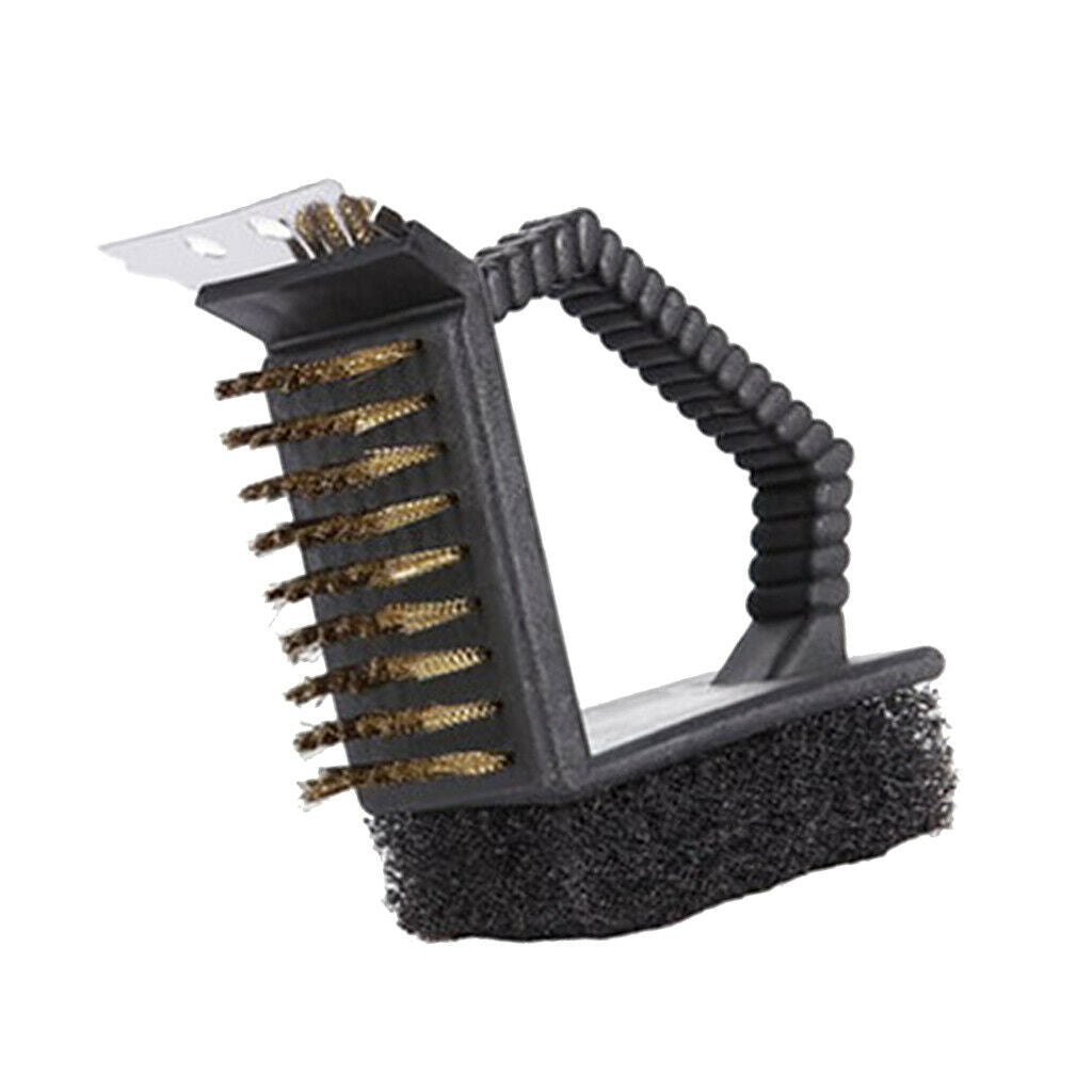 3-In-1 Barbecue BBQ Brush Tool Cleaning Brush Camping Grill Cleaner Scourer