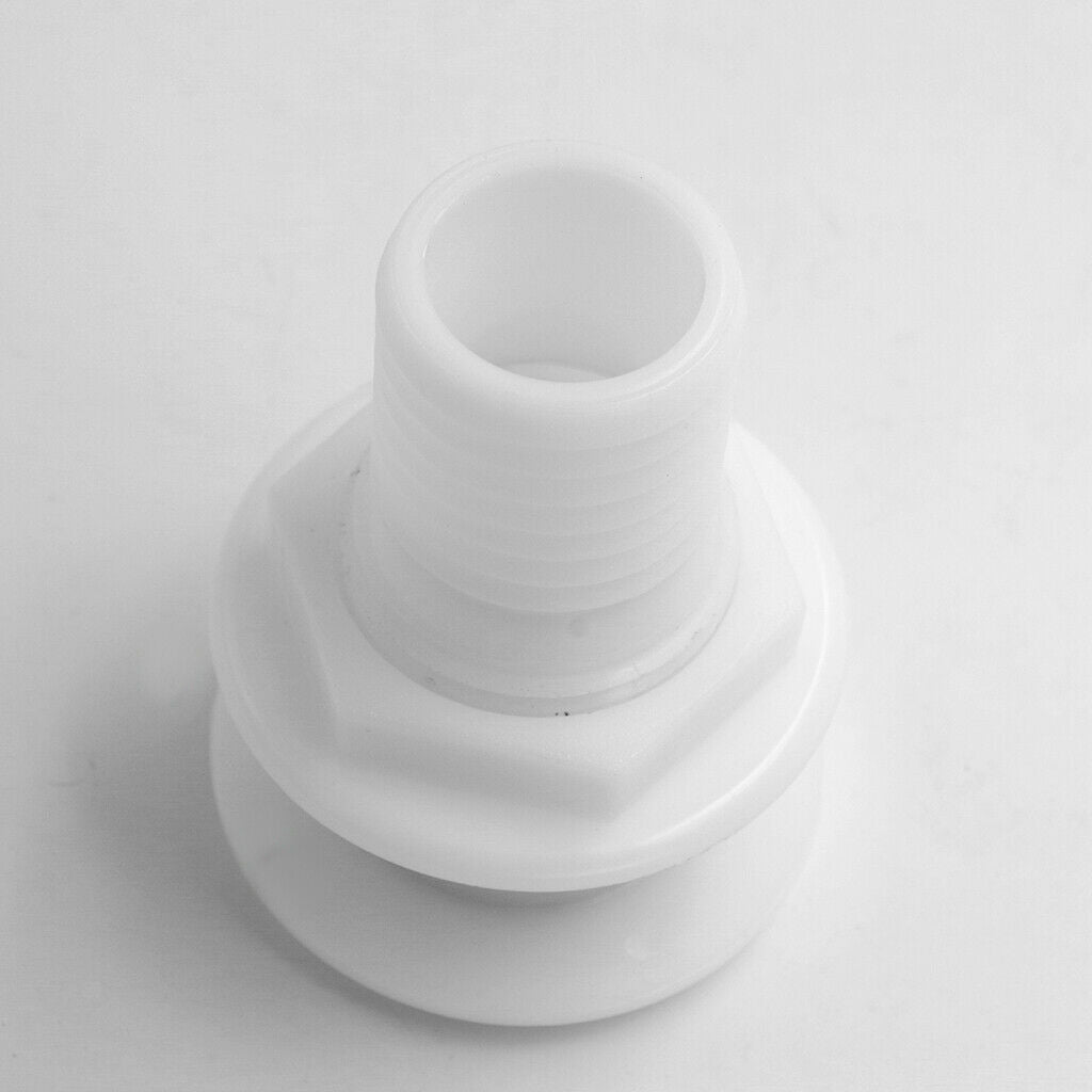 White Plastic Thru-Hull Bilge Pump and Aerator Hose Fitting for 2" Hose