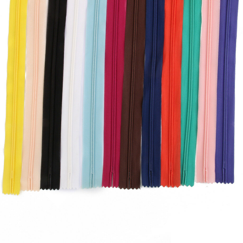 Lot 50 Assorted CONCEALED INVISIBLE NYLON ZIPS SEWING CLOSED END ZIPPERS 7