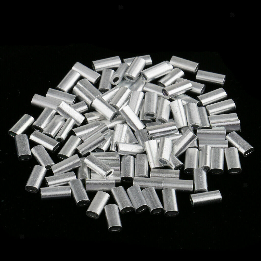 200 Pieces Mini Aluminum Oval Crimp Kit, 10 mm Length Single Crimp Sleeve Set