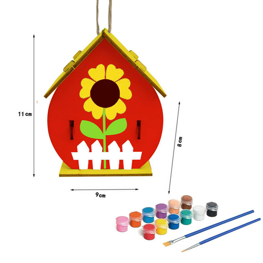 4x DIY Bird House Kit Hand Unfinished Build Paint Wooden Birdhouse Toddlers