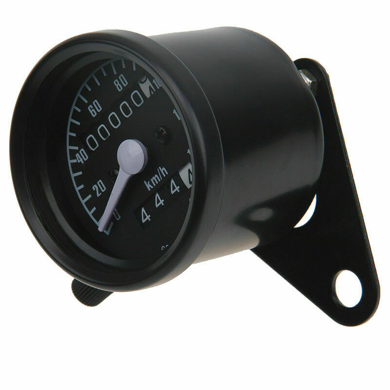 Black LED Dual Gauge Odometer Speedometer KMH For Cafe Racer Motorcycle