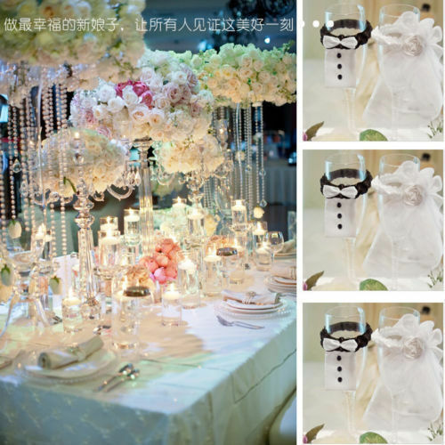 2 x Wine Glass Charms Wedding/Bride And Groom/Romantic Table Decoration L49