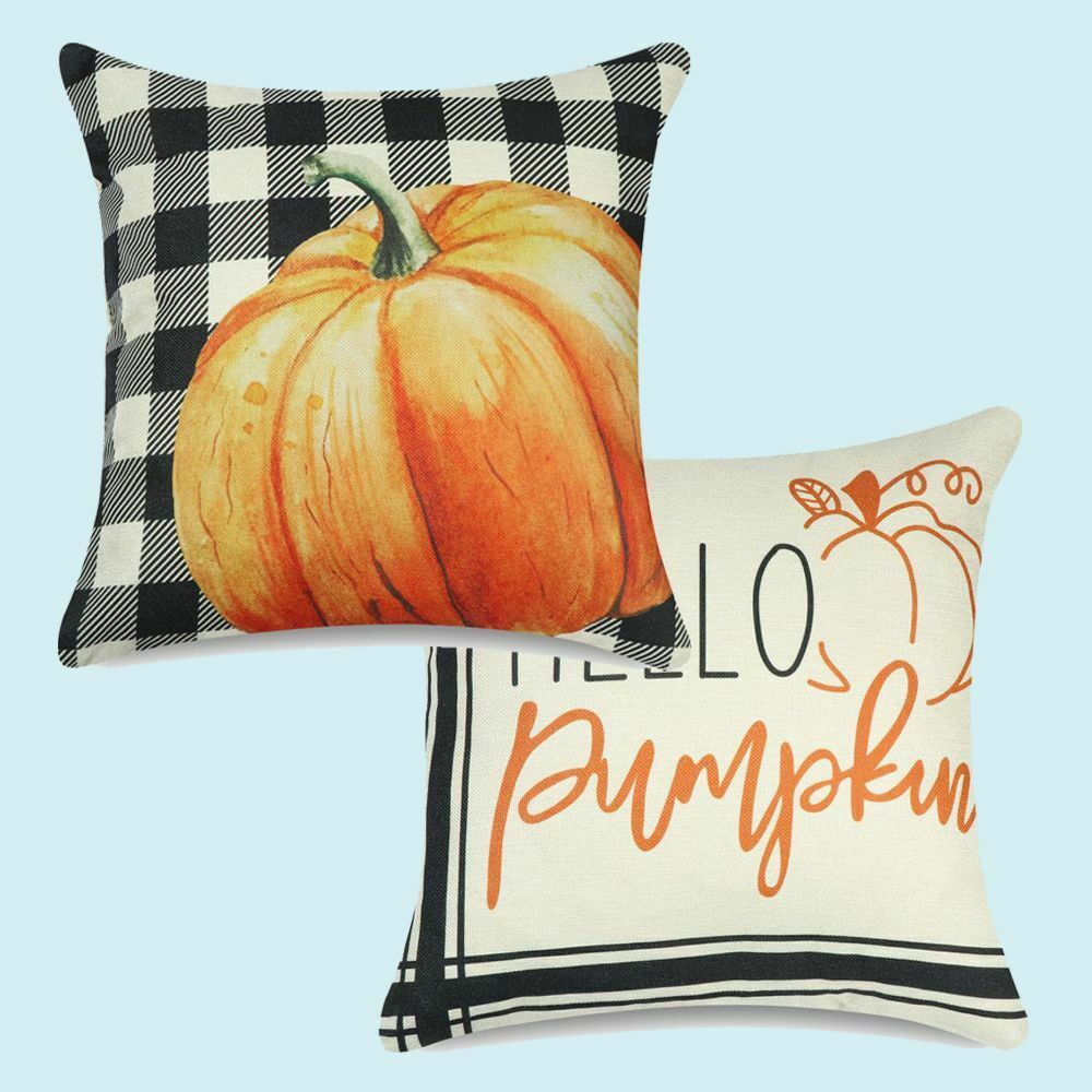 Happy Harvest Thanksgiving Throw Cushion Case Autumn Decor Fall Pillow Covers