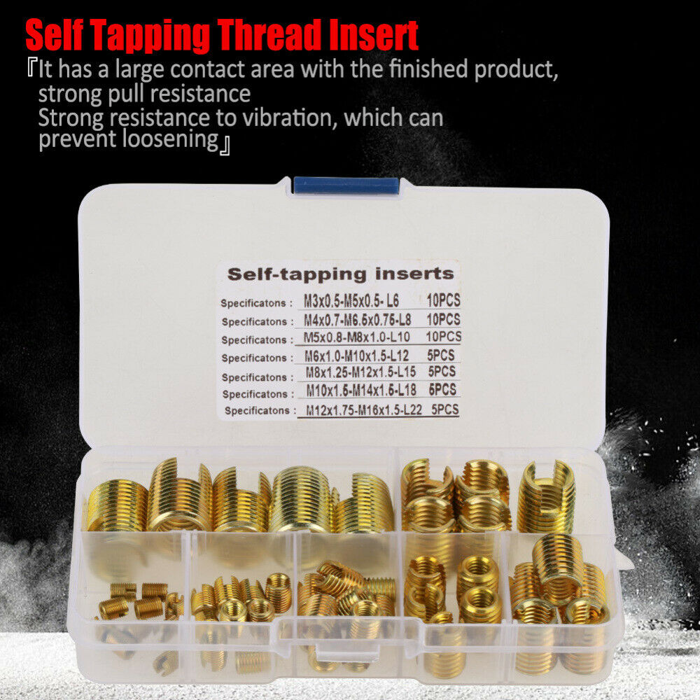 Carbon Steel Self Tapping Thread Insert Sleeve Screw Slotted Thread Inserts