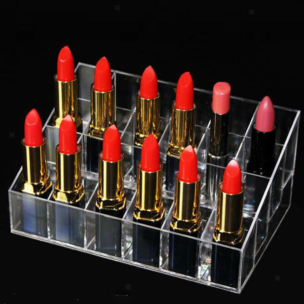 Clear Acrylic 24 Slot Lipstick Display Holder Stand Organizer Transparent