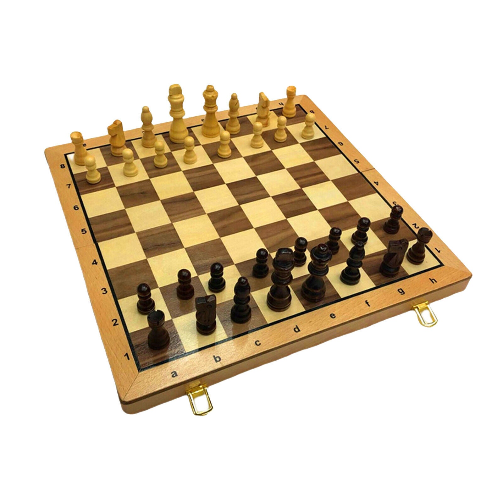 15" Wooden Chess Set Portable Travel Hand Crafted Board Game Great Gift