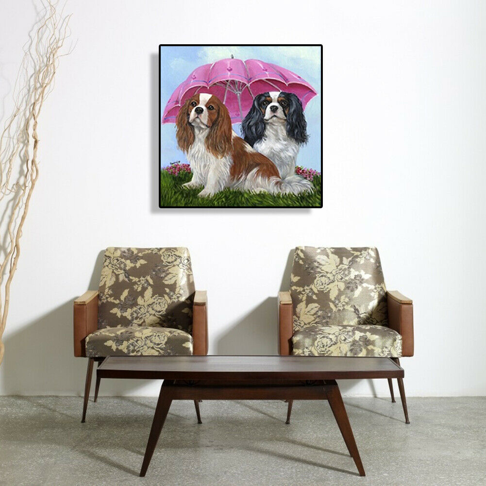 5D DIY Diamond Painting Umbrella Dogs Full Drill Animal Picture Embroidery @