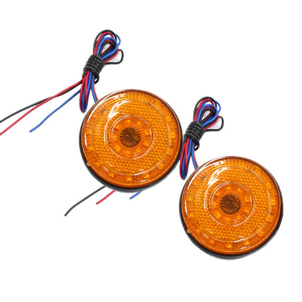 2X Car Motorcycle Trailer Amber Round Rear Tail Brake Stop Marker Light as