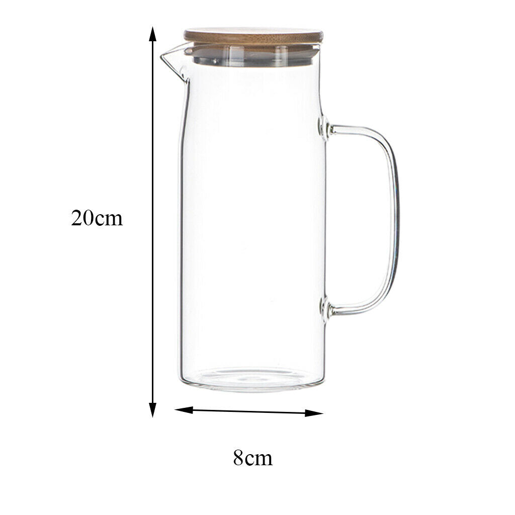 Glass Kettle with Lid for Water Iced Tea Milk Coffee Juice Serving 20x8cm A