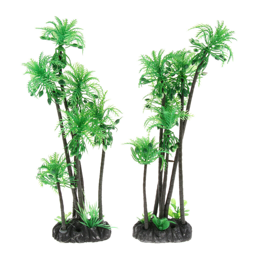 2pcs Plastic Aquarium Terrarium Plants Landscape Decorative Ornament