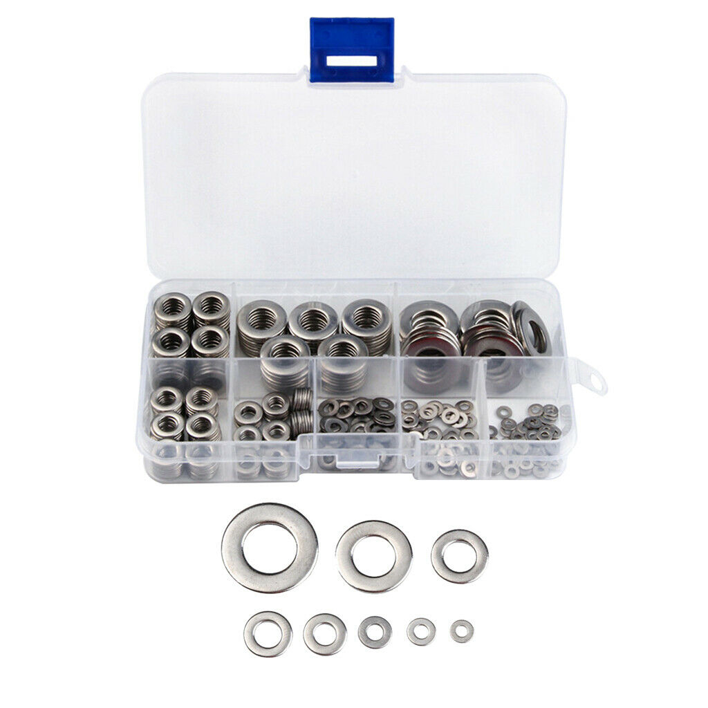 360ASSORTED PIECE STAINLESS STEEL M2 M2.5 M4 M5 M6 M8 M10 FORM A FLAT WASHER KIT