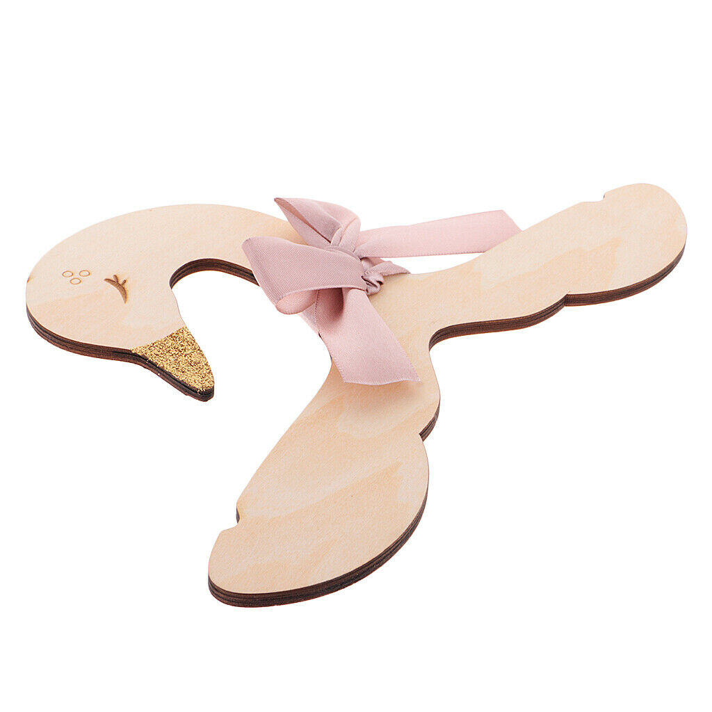 Swan Animal Bowknot Wooden Trousers Coat Clothes Hanger Hook Sweet Room
