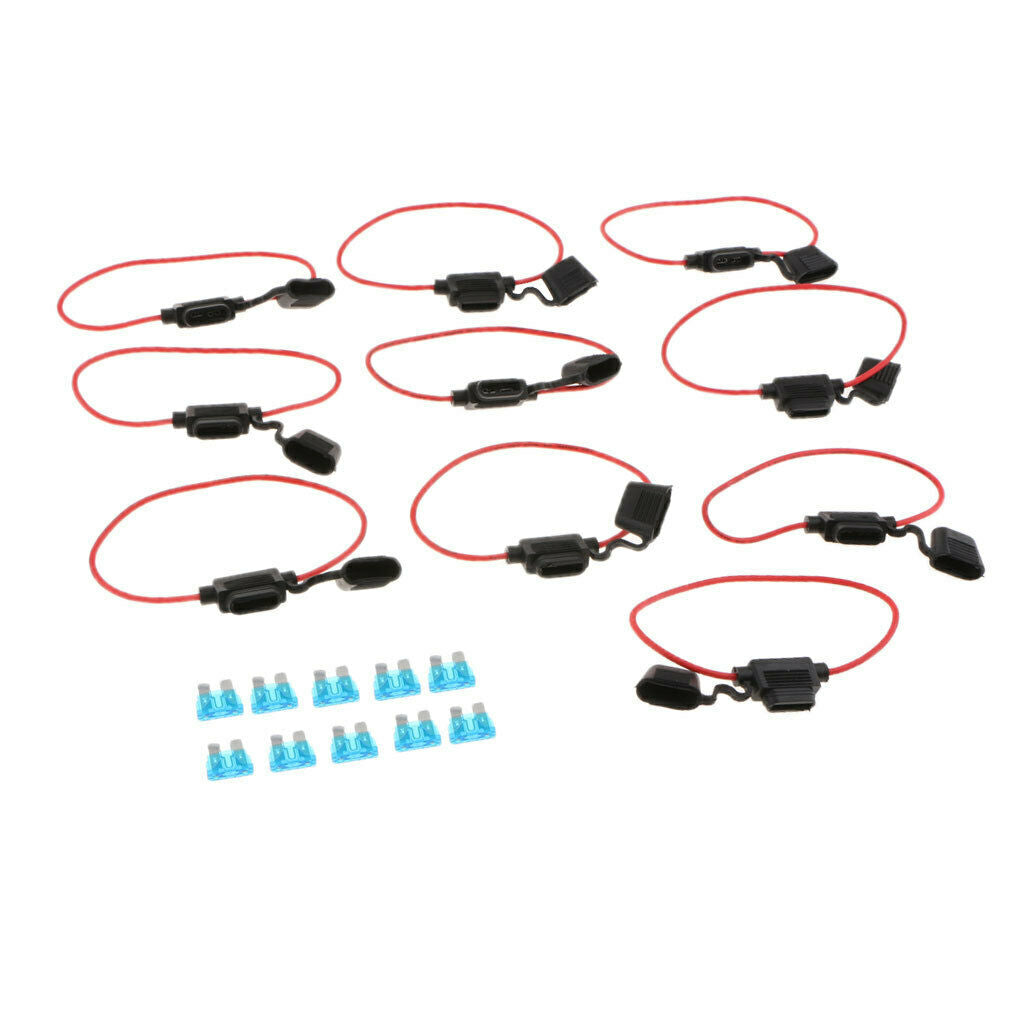 10 Pack 15A Inline Fuse Holder Add A Circuit Fuse for Motorcycle Car Boat