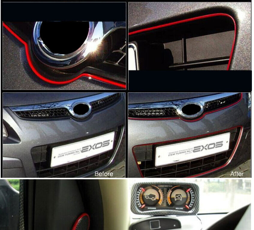 4mmx5m RED Car Styling Moulding Strip Trim Adhesive Grill Interior Exterior Deco