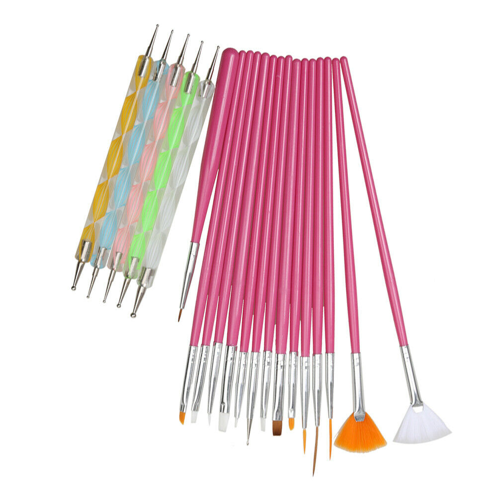 20pcs Nail Art Design Set Dotting Painting Drawing Polish Brushes Pen  Pink