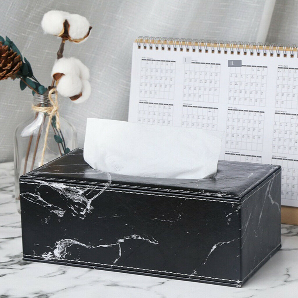 Leather Household Tissue Box Living Room Supplies White knit lines