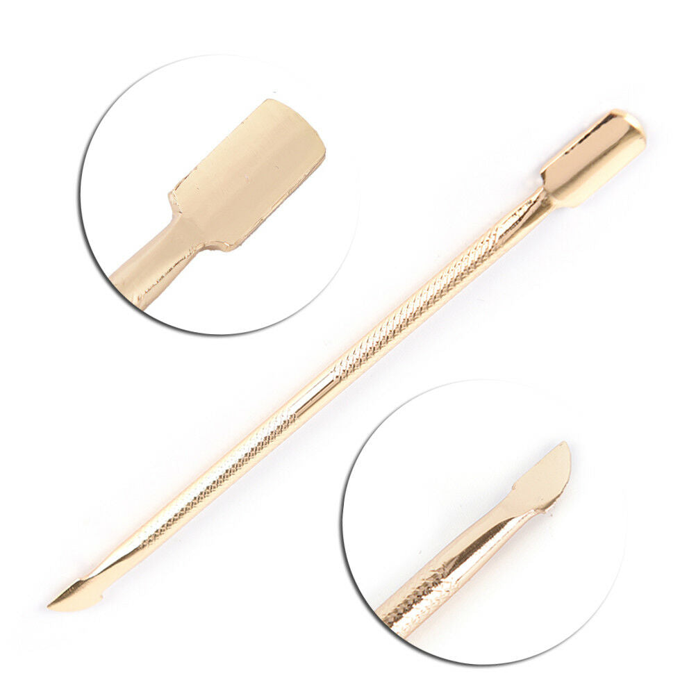 Dual-ended Nail Cuticle Pusher Remover Stainless Steel Manicure Nail Art Tool DF
