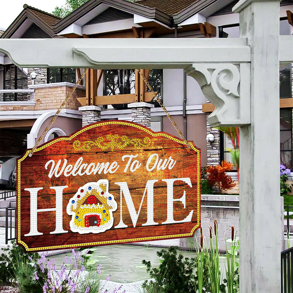 DIY Point Drill 5D PVC Diamond Painting Hanging Picture Door Window Welcome Sign