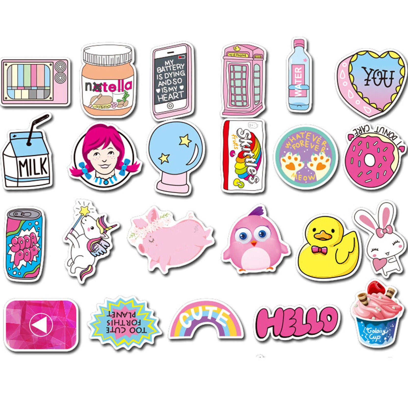 50pcs/lot Anime Cartoon PVC Stickers for Luggage Laptop Skateboard Guitar Decals