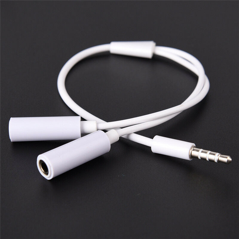 3.5mm AUX Audio Mic Splitter Cable Earphone Headphone Adapter Male To Female Tt