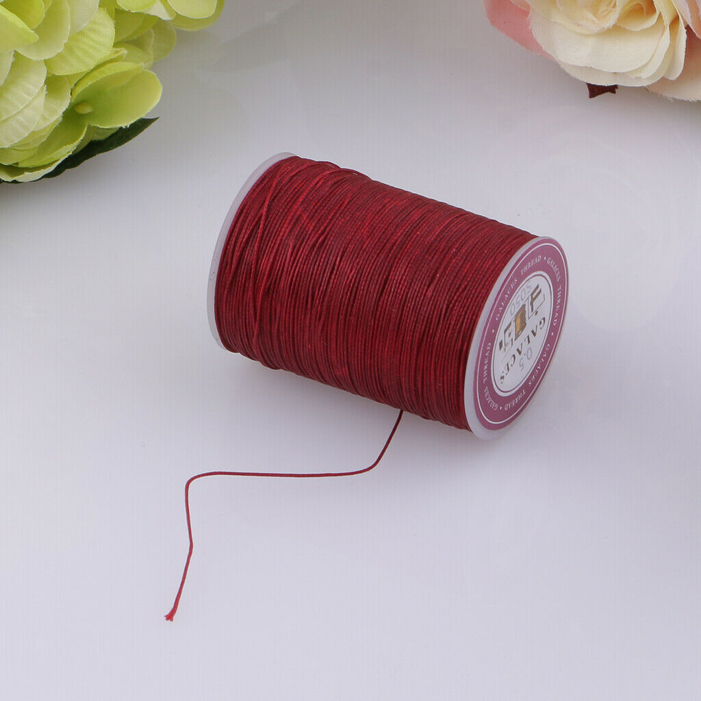 2 pieces 130 meters 0.5 mm round polyester wax thread sewing green + red
