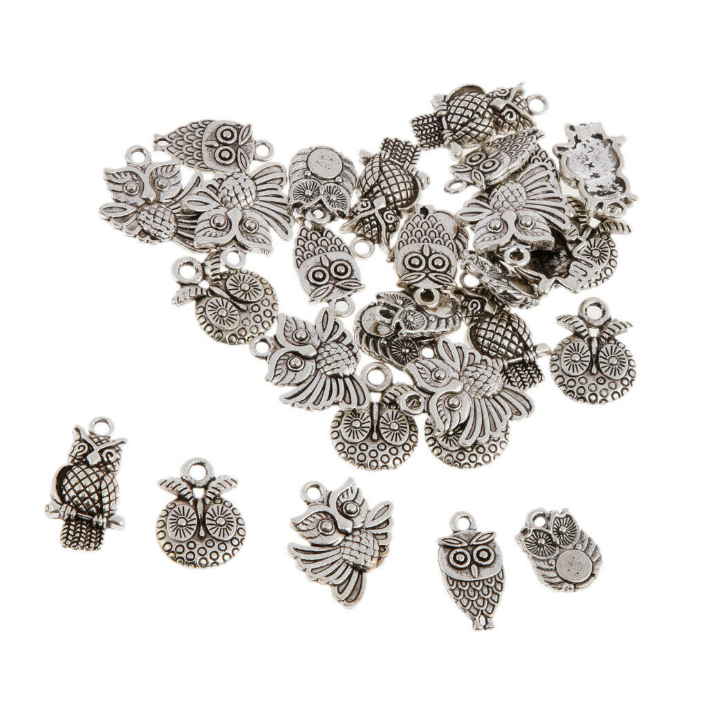 30x Charms Bracelets Necklace Phone Assorted Owl Beading Crafts DIY Supply