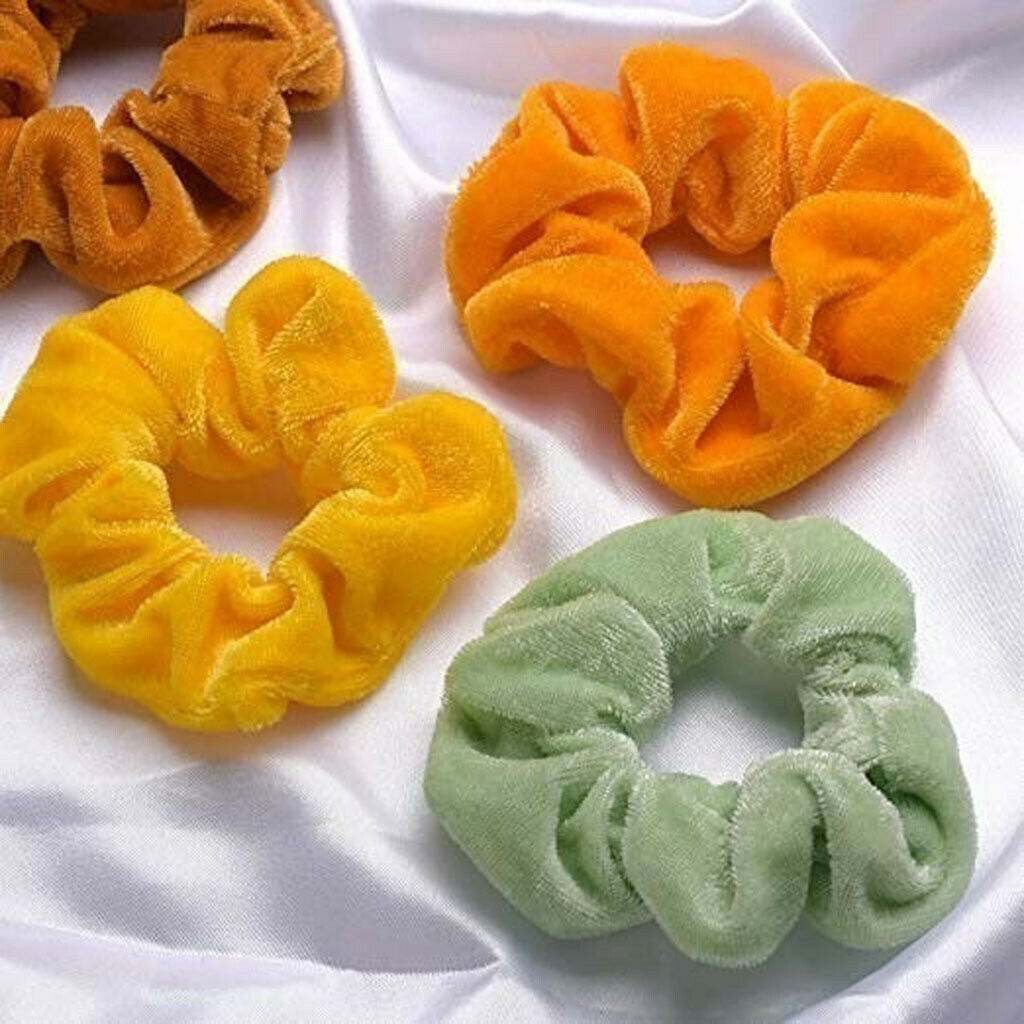 Pack of 50 Velvet Hair Scrunchies Elastic Bobbles Hair Bands (Mixed) - Soft