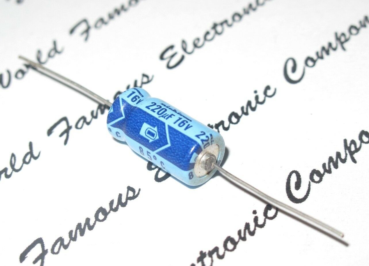 10pcs-NICHICON 220uF (220µF) 16V Axial Electrolytic Capacitor - JAPAN