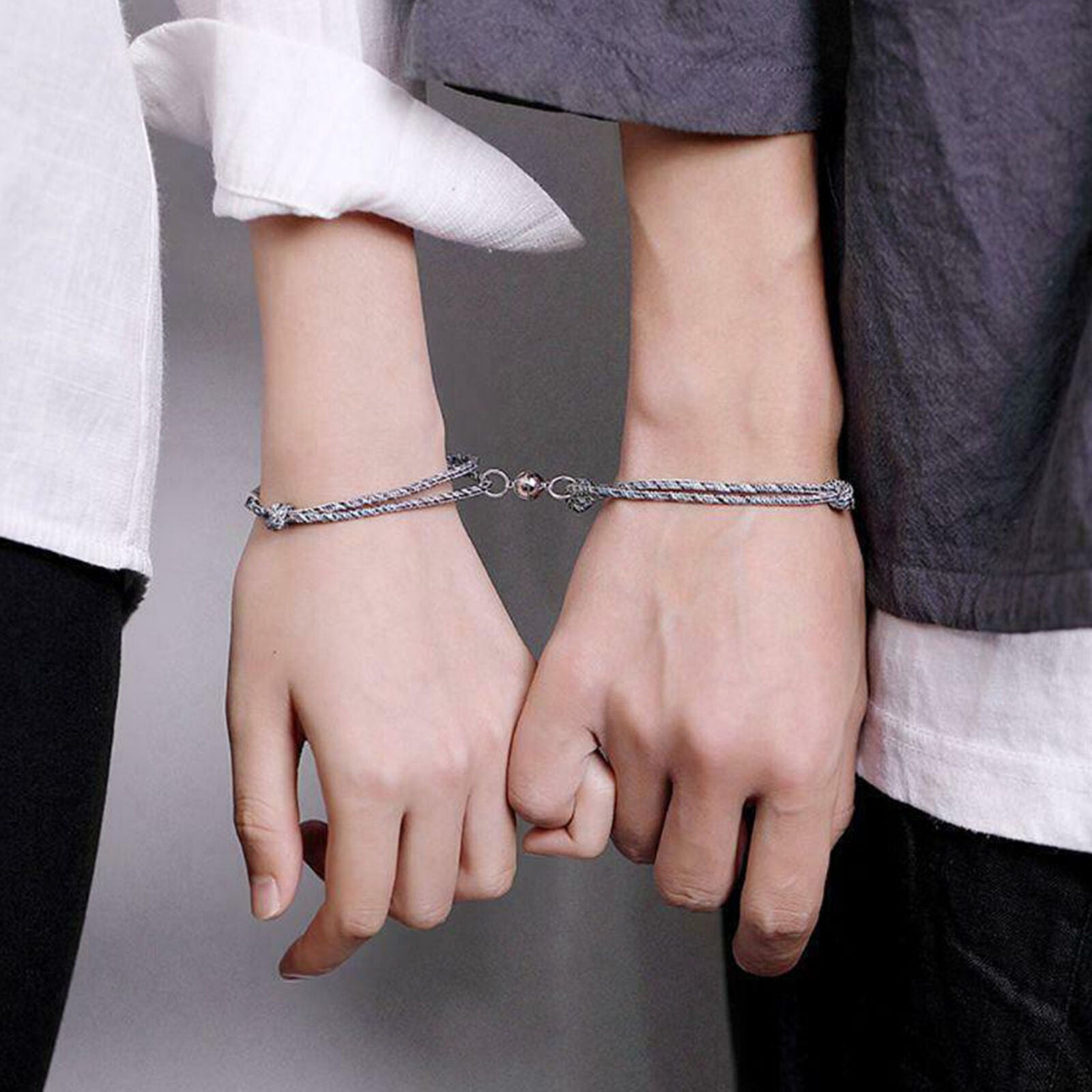 2Pcs Couple Bracelet Friendship Rope Braided Distance Magnetic Jewelry Lover Kit