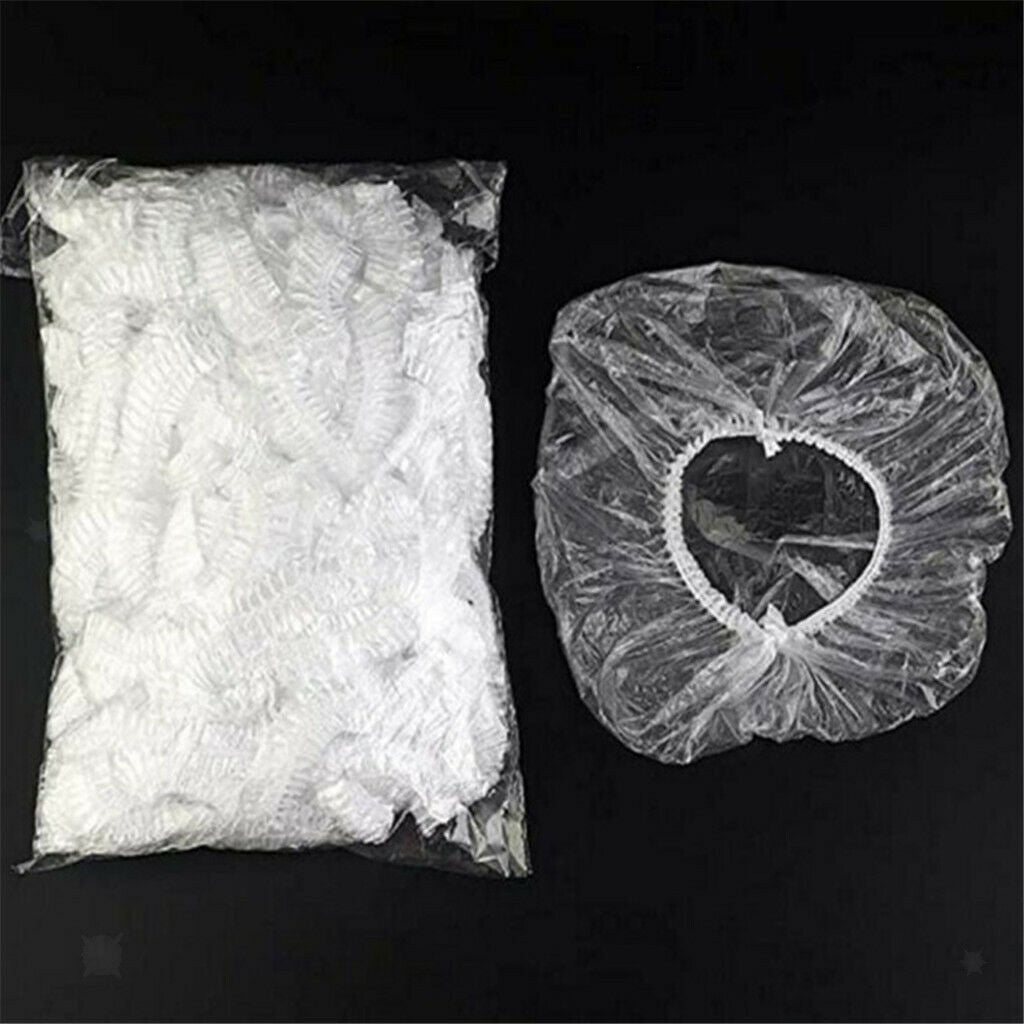 100Pcs Waterproof Disposable Bathing Shower Caps Universal Hair Salon Spa Makeup