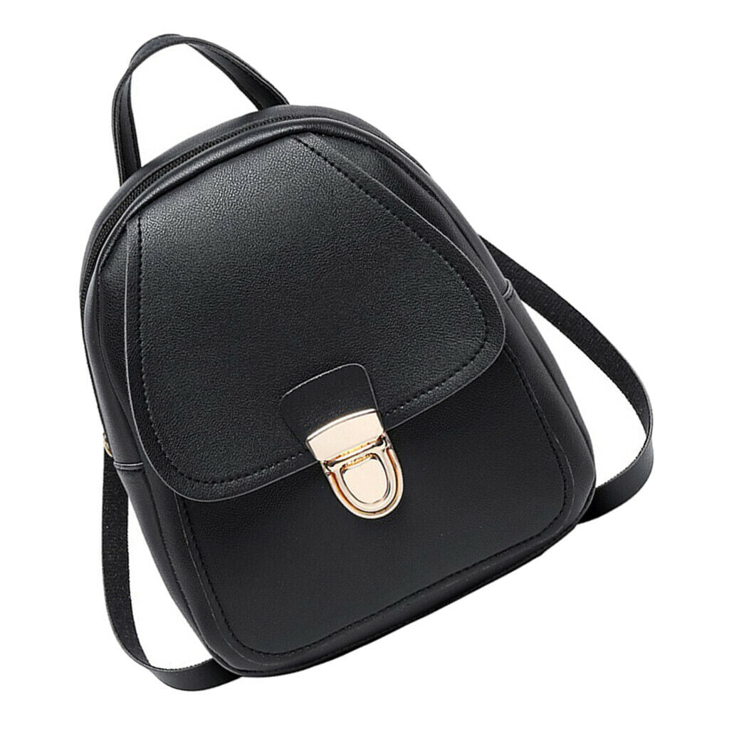 Girls Lovely PU Leather Backpack Mini School Bag Purse Tote Handbag Black