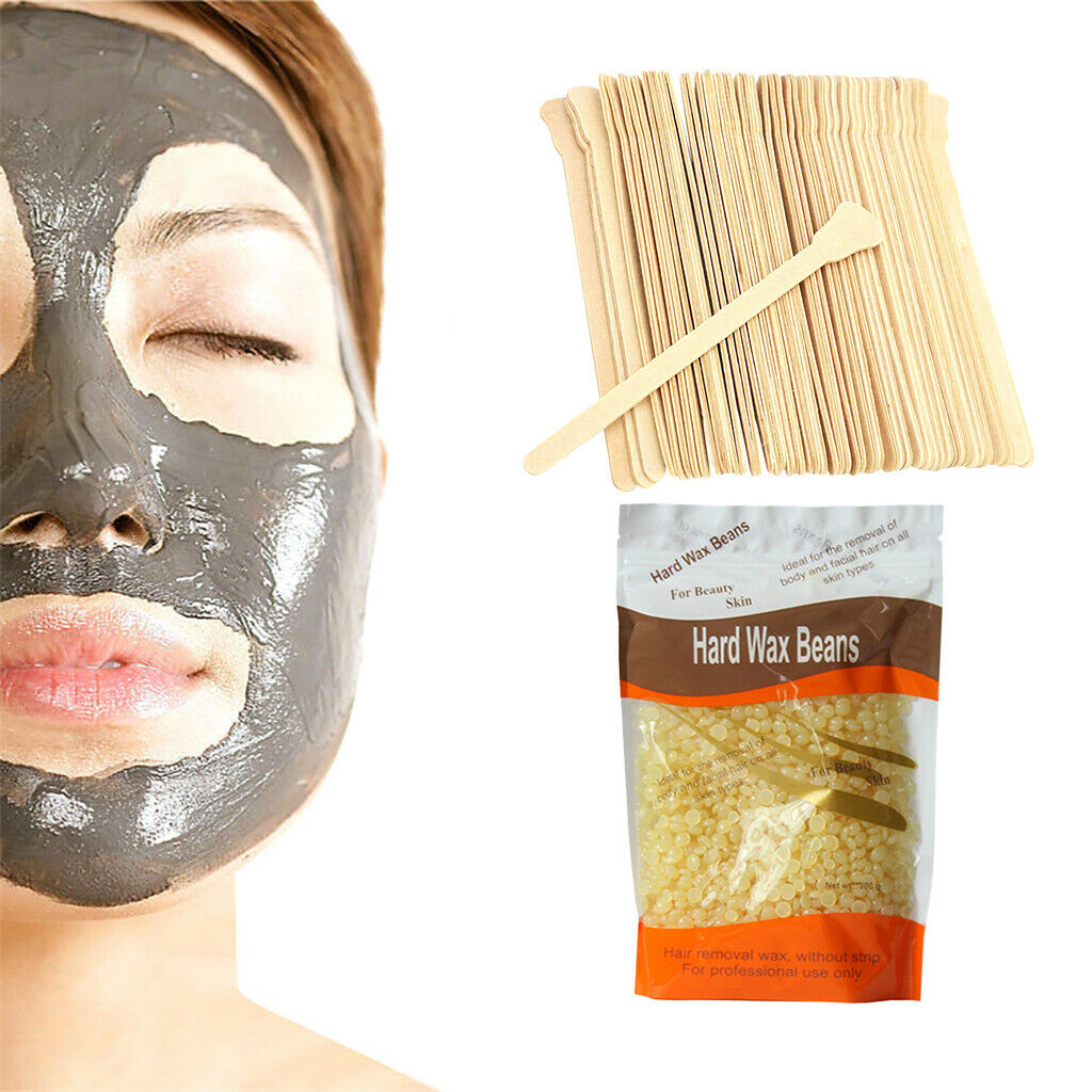 100g Hard Wax Beans Painless Hair Removal Arm Bikini Body Waxing + Spatulas