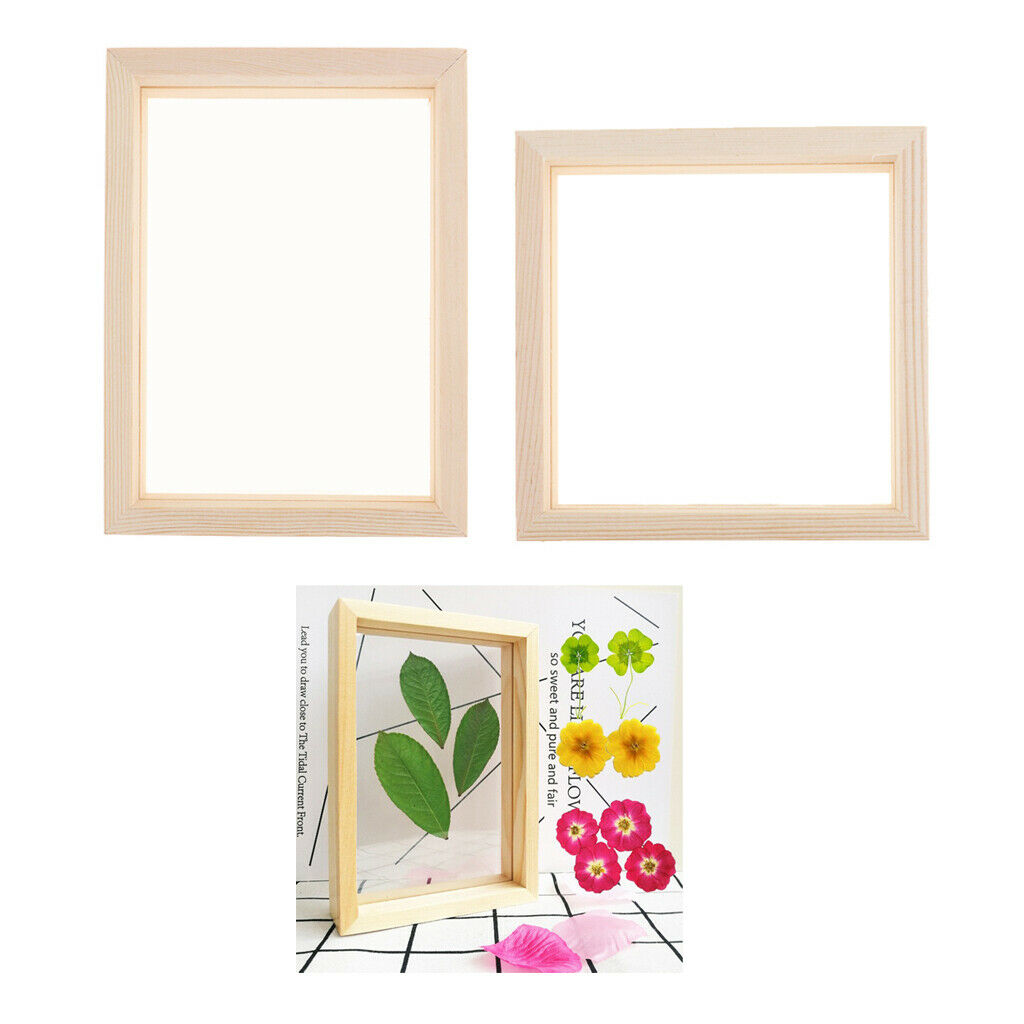 2 Pack Wooden Floating Picture Frames Specimen Frame for Double Sided Glass