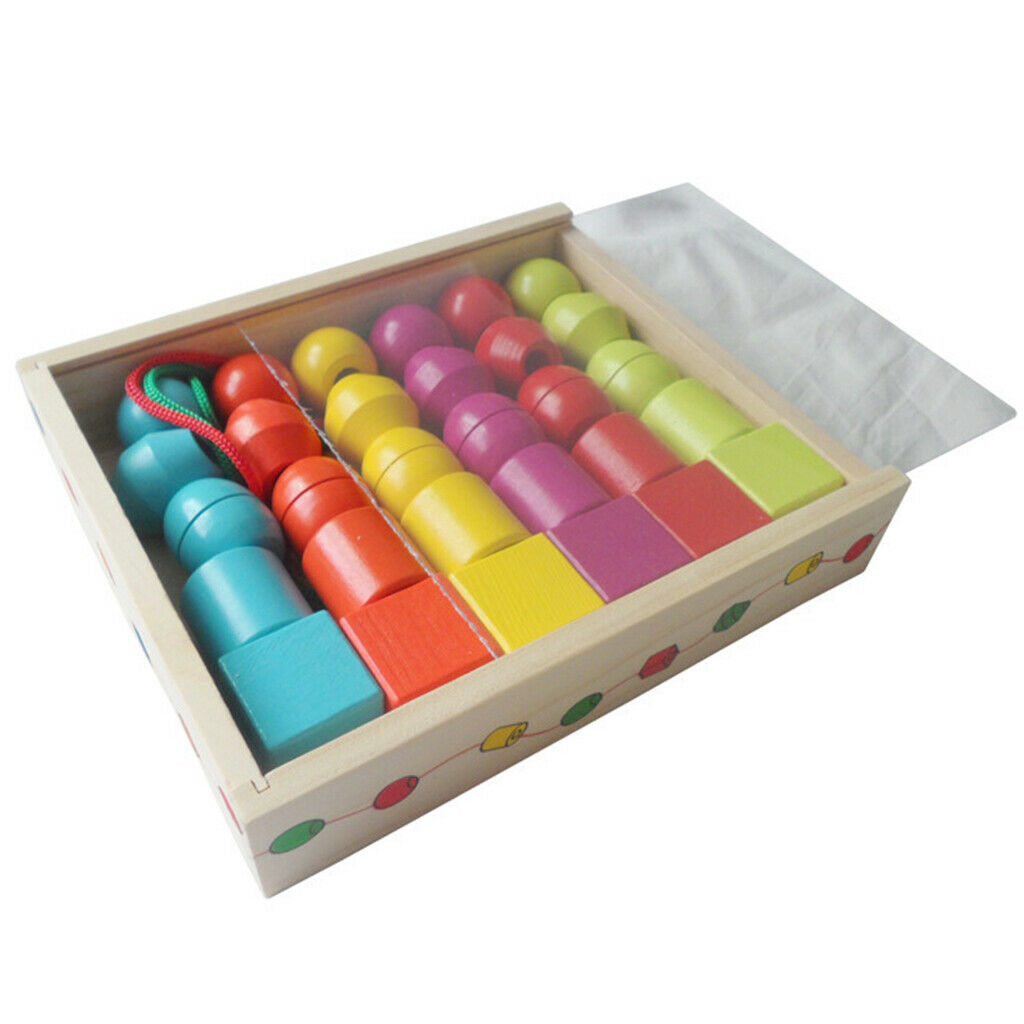 Wooden Lacing Beads Threading for Toddlers Lacing Toys Christmas Girls