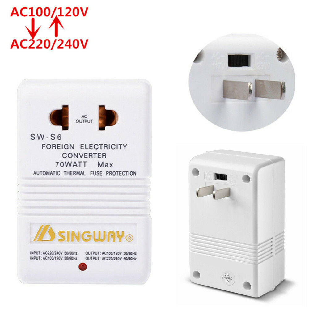 White 110V to 220V Step-Up & Down Voltage Converter 70W Watt Transformer Travel