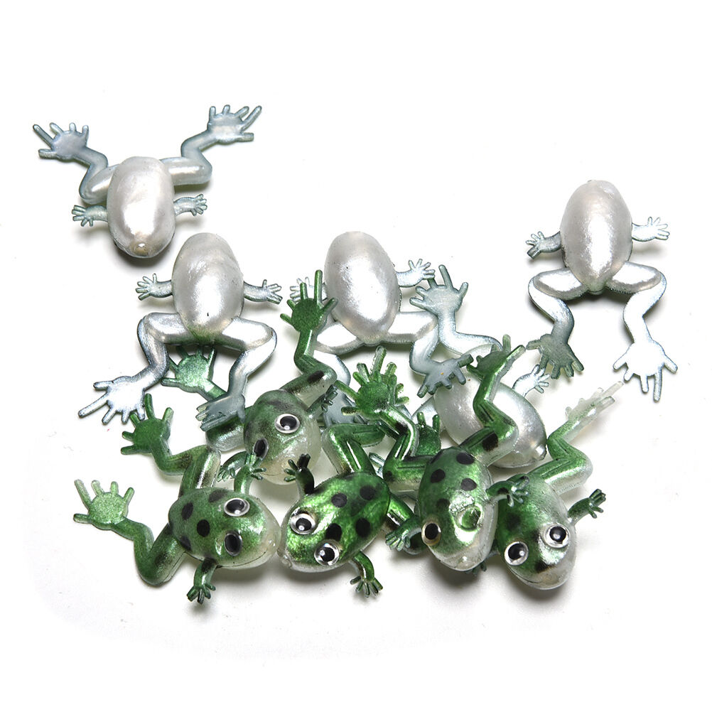 10x Artificial Lifelike Soft Baits Frog Lures Fishing Tackle Bait Silicon.l8