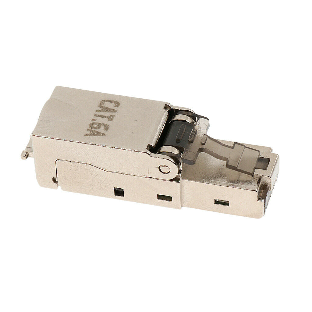 10 Packs Shielded Cat6A RJ45 Modular Plug LAN Ethernet Metal Connector End