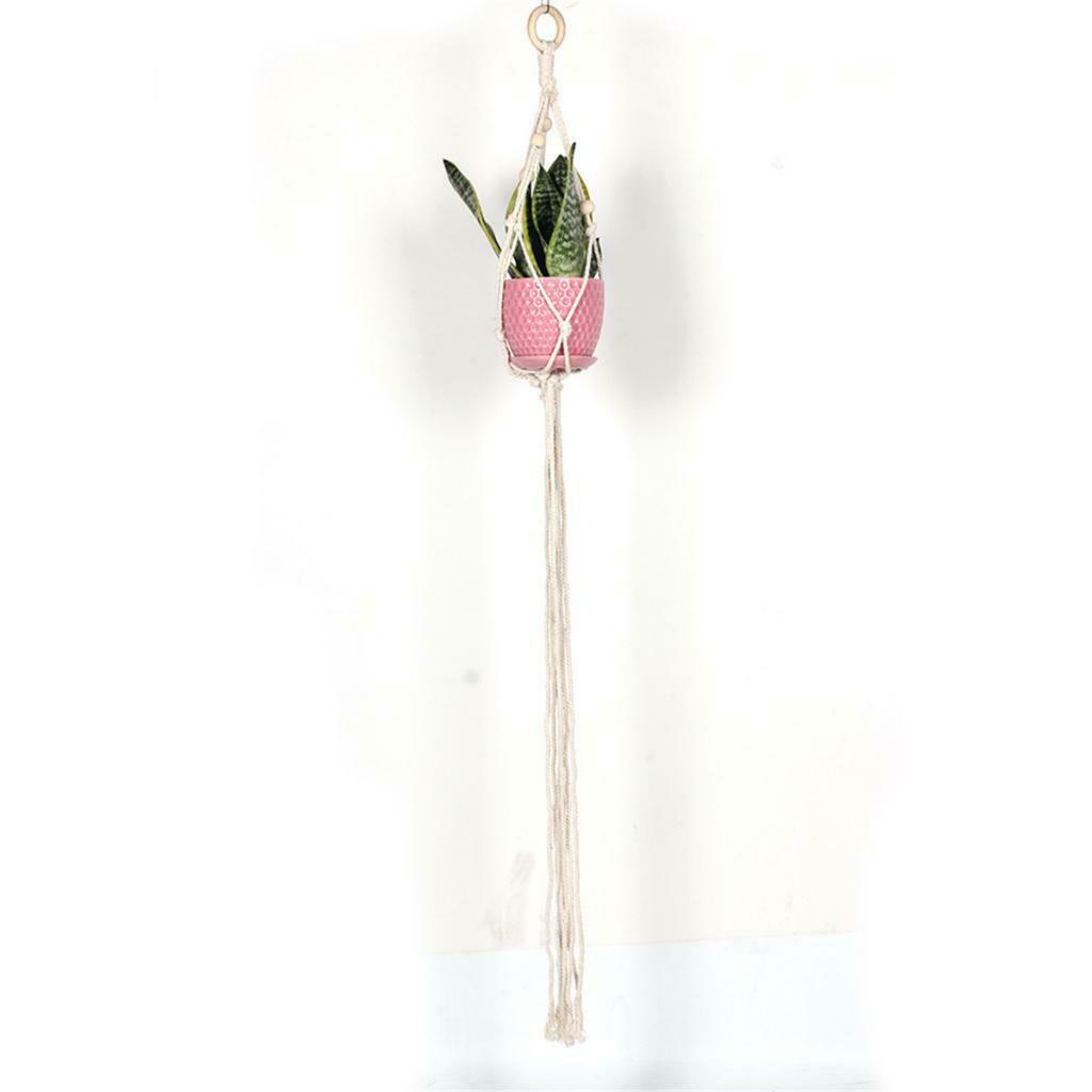Handmade Crochet Knitted Cotton Plant Flower Basket Hanger Rope Garden Decor