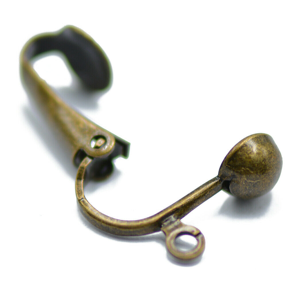 12x Bronze Convertable Half Ball Clip on Earring Findings for Jewelry Making