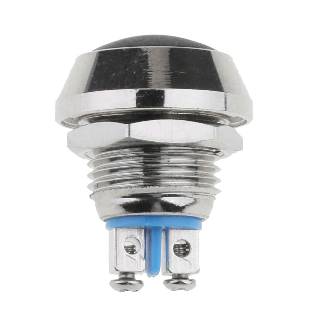 12mm Metal Latching SPST Srcrew Terminal Push Button Auto Reset Switch Black