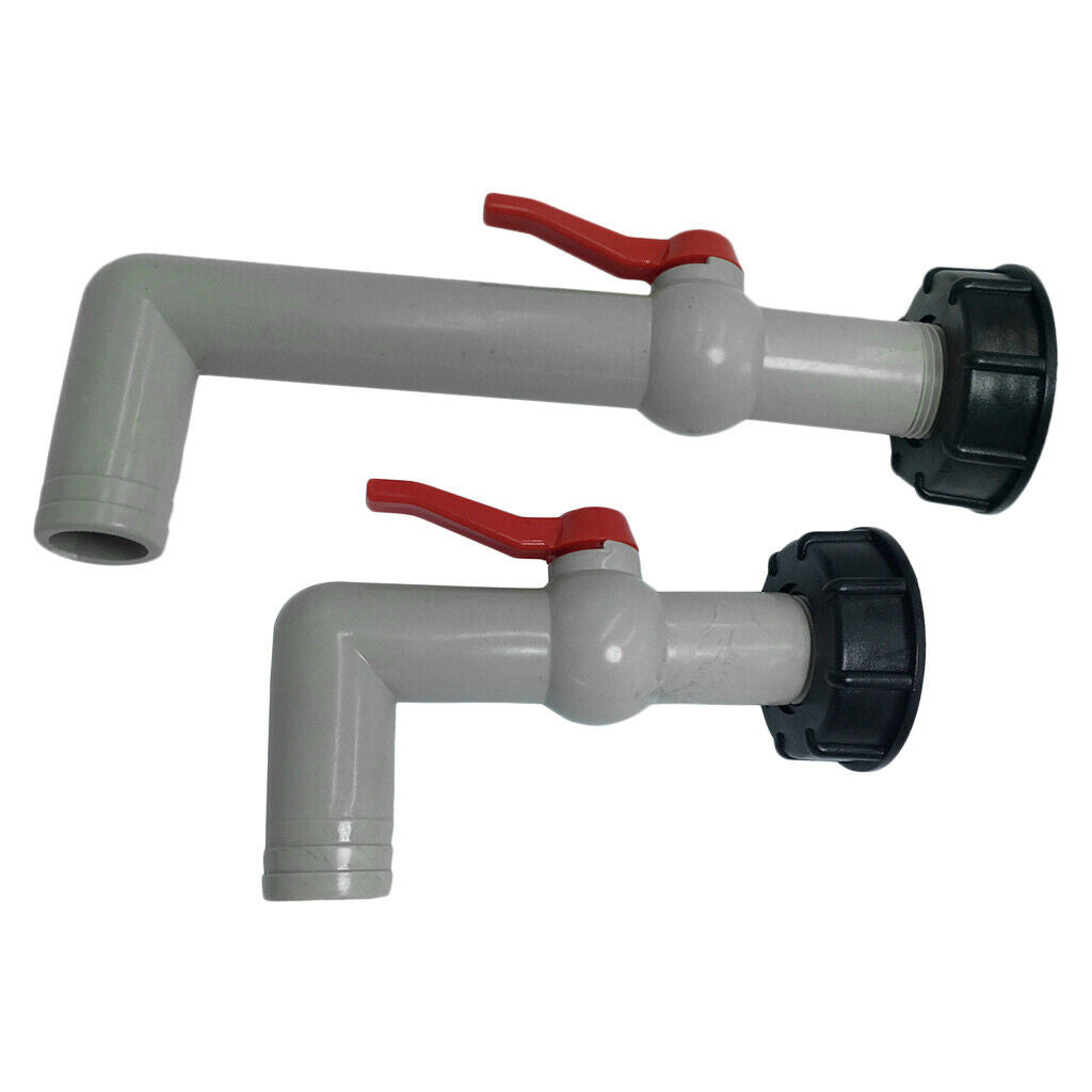 2x Fixed Ball Valve Drain 1000L Water Tank Valve Tap Adapter Hose Connector