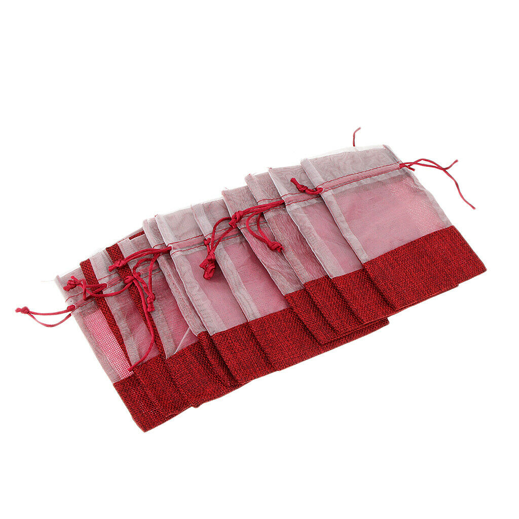 10 Pieces Cotton Linen Drawstring Bags Jewelry Pouches Bags Gift Bags