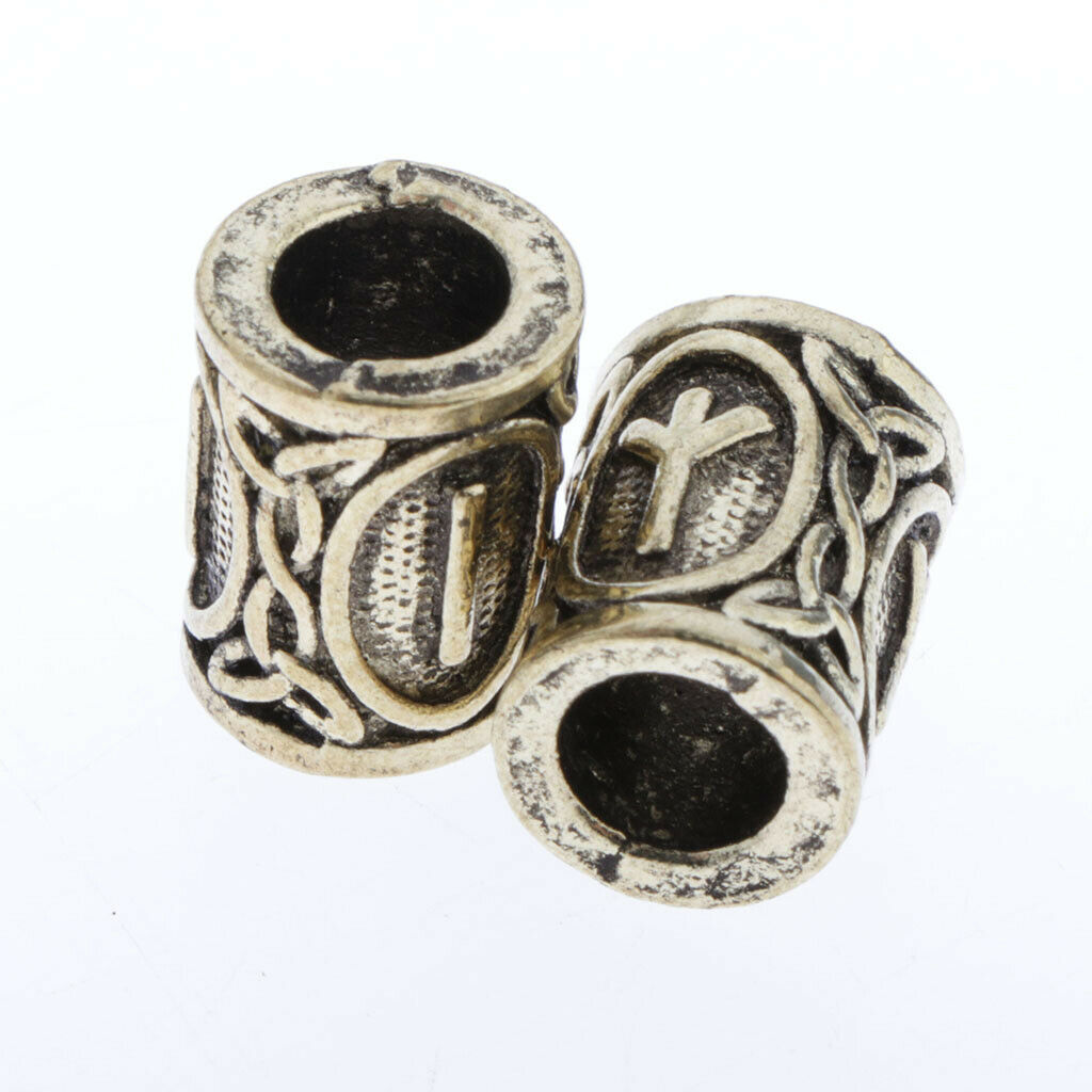 48x Norse Viking Runes Beads Hair Beard Scandinavian Pendants Jewelry Making