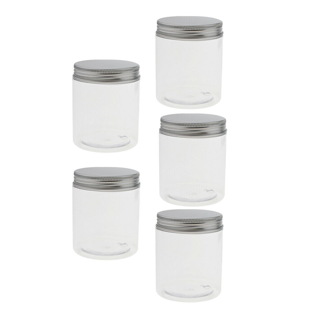 MagiDeal 5pcs 250ML Clear Plastic Pot Glass Container Bottle For