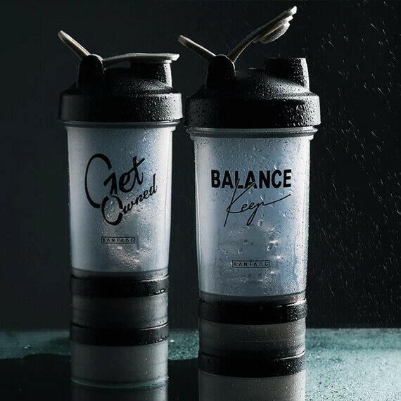 Shaker Bottle 500ML Protein Powder Mixing Bottle Sport Fitness Gym Shaker Black