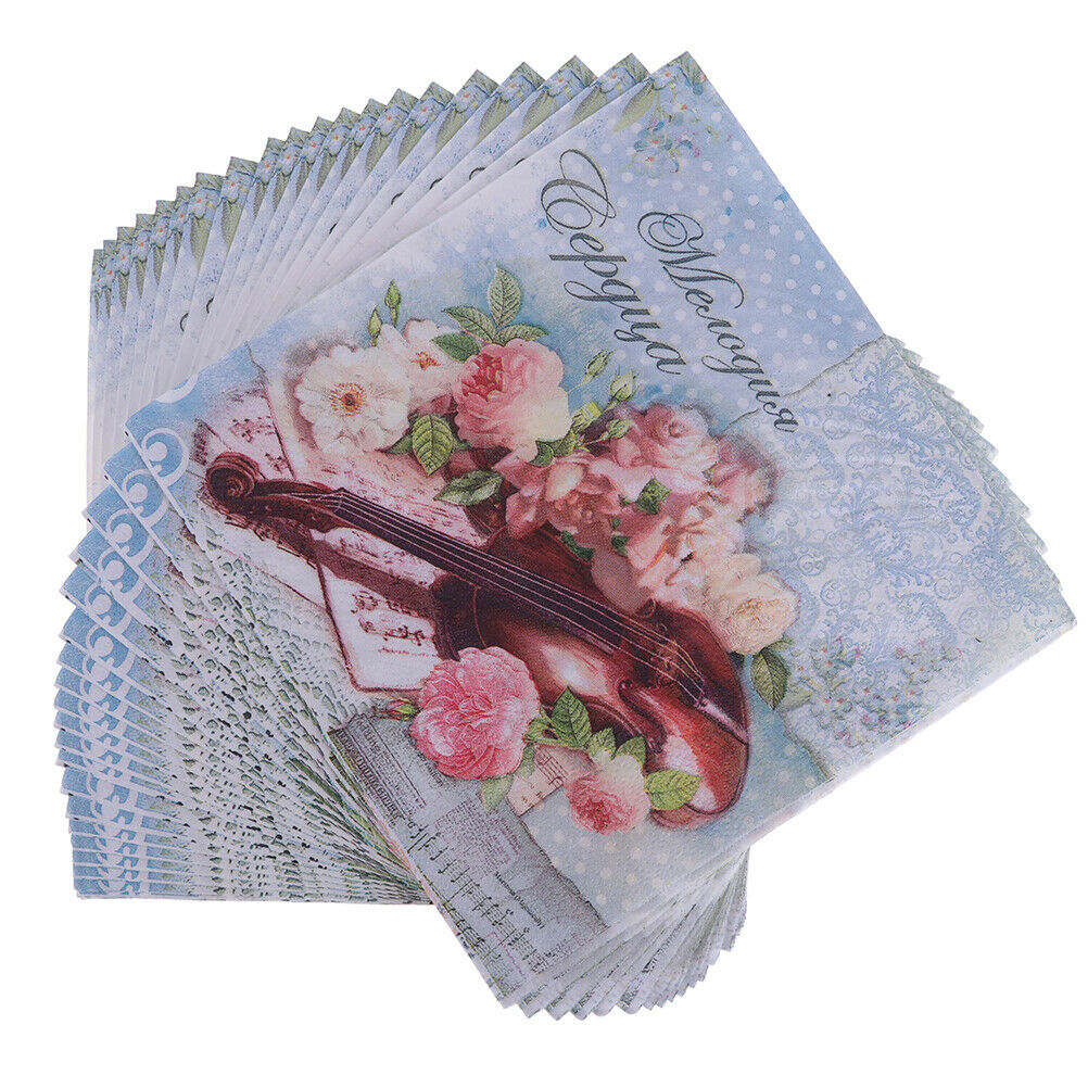 Print Flowers and Music Table Paper Napkins for Party Birthday Wedding Fe.l8