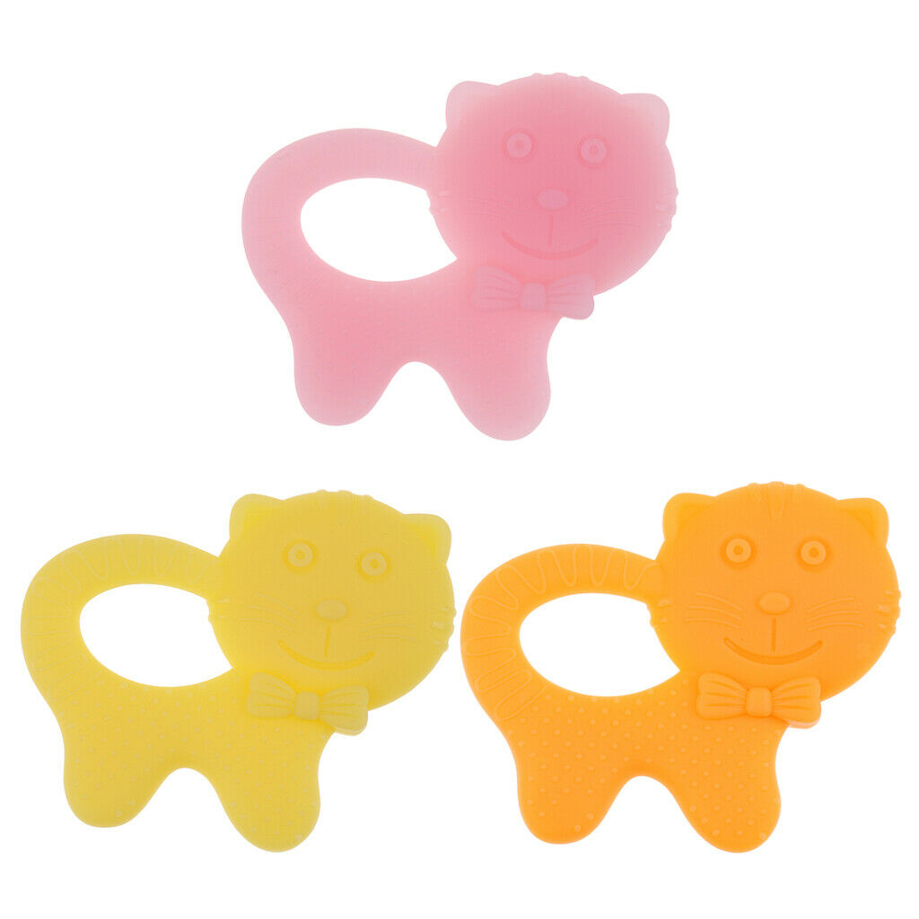 Babies Infants Safe Teething cartoon Toys Silicone Molar Rod  Orange Cat